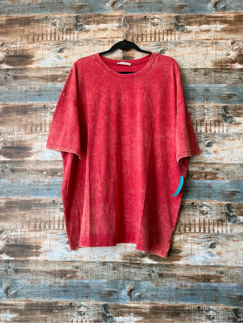 Zenana Women’s Acid Wash Red Tee Oversized